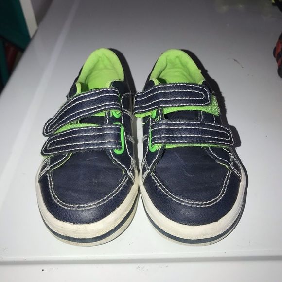 ELEMENTS navy neon green Velcro shoes sneakers size 8 m toddler - Picture 4 of 8